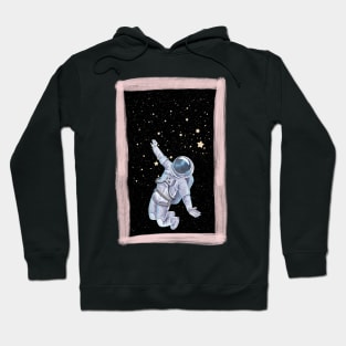 Floating astronaut Ufo alien abduction funny cute spaceship moon mars cosmic space Hoodie